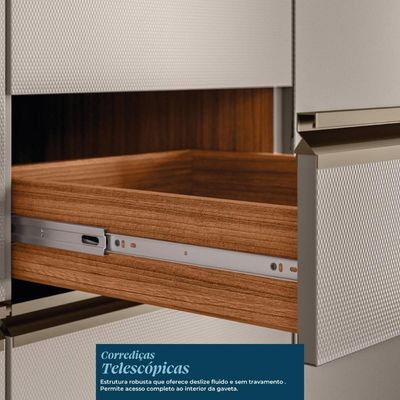 Balcão Pia Proença 120cm 1 Porta E 4 Gavetas Nogueira Touch-nude Prime Tx Sem Tampo - Demartêz