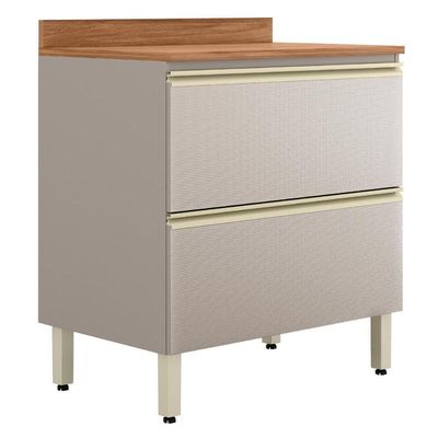 Balcão De Cozinha Proença 80cm 1 Porta E 1 Gaveta Nogueira Touch-nude Com Tampo Mdf - Demartêz