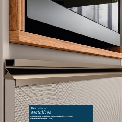 Balcão De Cozinha Proença 80cm 1 Porta E 1 Gaveta Nogueira Touch-nude Com Tampo Mdf - Demartêz