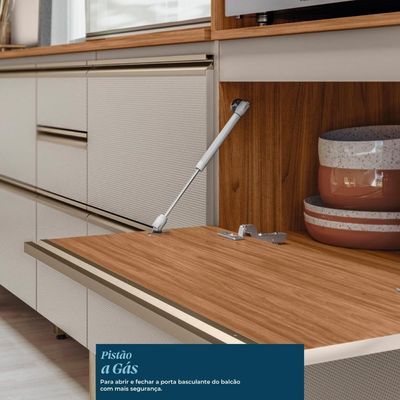 Balcão De Cozinha Proença 80cm 1 Porta E 1 Gaveta Nogueira Touch-nude Com Tampo Mdf - Demartêz