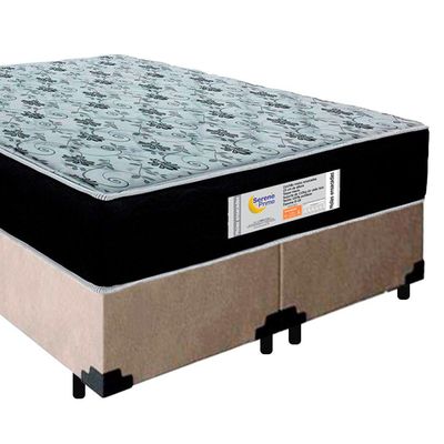 Cama Box Queen Bipartido Suede + Colchão Molas Ensacadas Sereneprime Sonnolux 158x198x65 Bege