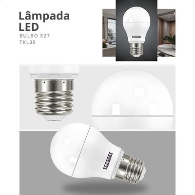 Kit 40 Lâmpadas Led Bolinha Tkl 4,9w Taschibra E27 Bivolt 6500k Frio