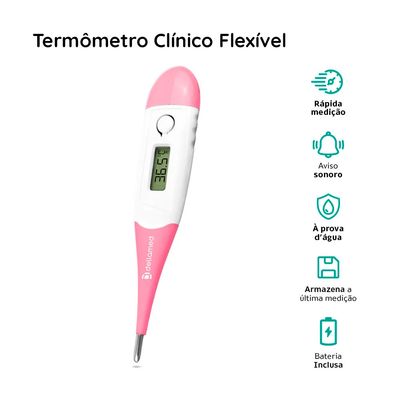 Termômetro Clínico Digital Flexível Dellamed Rosa
