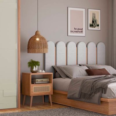 Mesa de Cabeceira Palha Natural em MDF 50 cm com 1 Gaveta TW48 Freijó Dalla Costa
