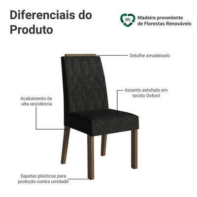 Kit 4 Cadeiras De Jantar 4256 Com Espaldar Rustic-oxford Madesa