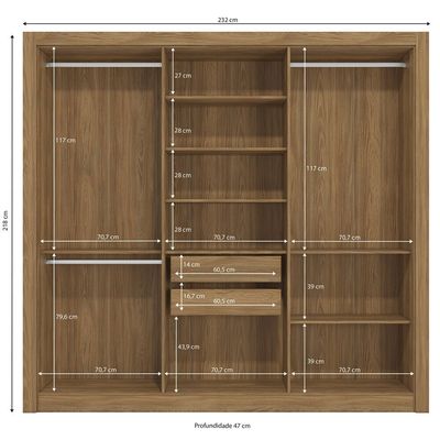 Guarda Roupa 6 Portas 2 Gavetas M569 Kappesberg Canela