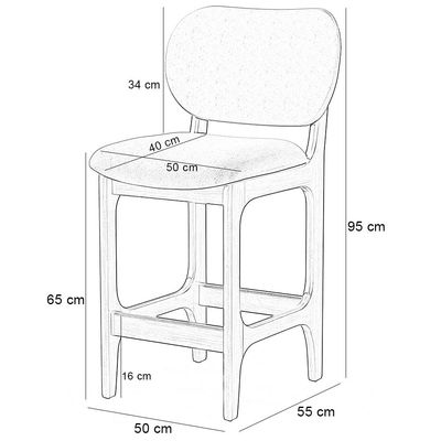 Banqueta Baixa Bar Cozinha E Sala De Jantar Fixa Betta L02 Imbuia Linho Cru - Lyam Decor