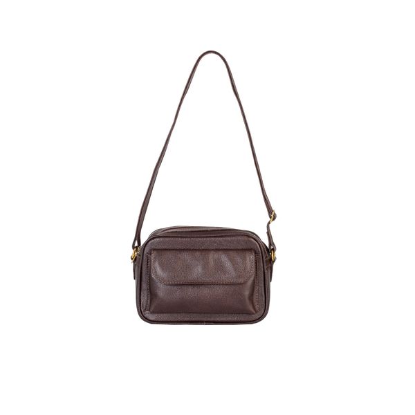 Bolsa quadrada pequena de couro liso Dana Caramelo Bolsa quadrada pequena de couro liso Dana Caramelo