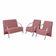 Conjunto Poltrona Vênus Braço Alumínio Suede Rosa
