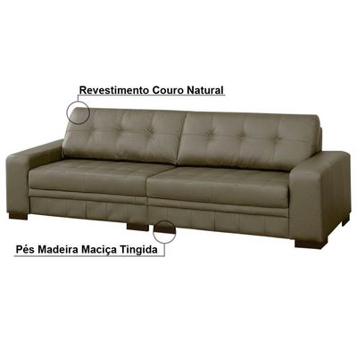 Sofá 4 Lugares 280cm Milano Couro Fendi Gran Belo