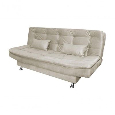 Sofá Cama 3 Lugares Com Pillow Reclinável 190 Larg Salomé Matrix Suede Bege