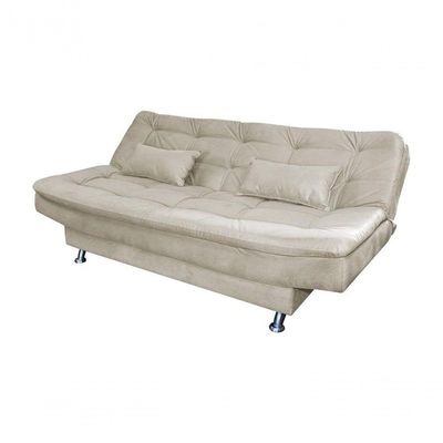 Sofá Cama 3 Lugares Com Pillow Reclinável 190 Larg Salomé Matrix Suede Bege