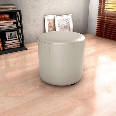 Puff Banqueta Redondo Luxo Copenhage Matrix Sintetico Bege