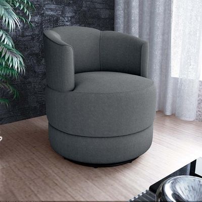 Poltrona Giratória Para Descanço Com Base De Metal Marselha Matrix Boucle Cinza