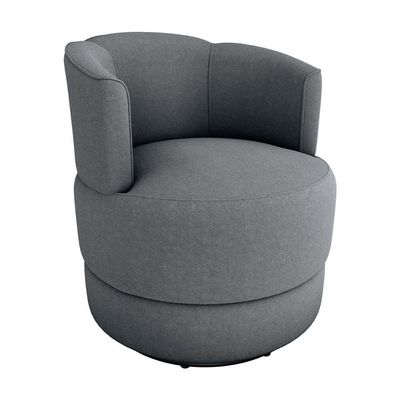 Poltrona Giratória Para Descanço Com Base De Metal Marselha Matrix Boucle Cinza