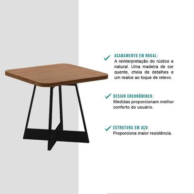 Mesa De Jantar Quadrada 90 Cm átria 1593 Carraro Nogal/preto