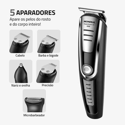 Aparador de Pelos Super Groom 10 Mondial Preto/Prata 6W Bivolt - BG-06 Bivolt