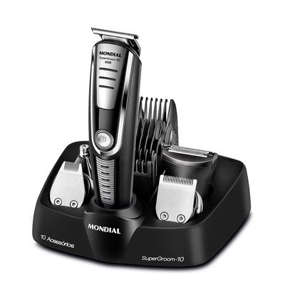 Aparador de Pelos Super Groom 10 Mondial Preto/Prata 6W Bivolt - BG-06 Bivolt