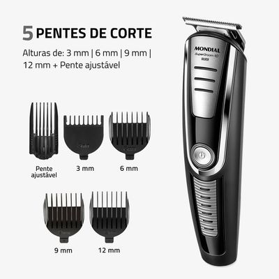 Aparador de Pelos Super Groom 10 Mondial Preto/Prata 6W Bivolt - BG-06 Bivolt
