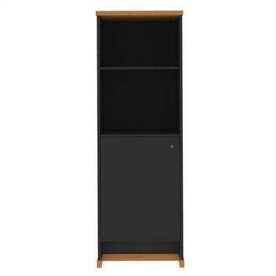 Armário Escritório Com Prateleira E 1 Porta 143cm Verbena - Preto E Naturale