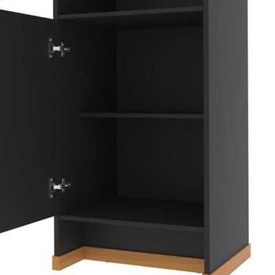 Armário Escritório Com Prateleira E 1 Porta 143cm Verbena - Preto E Naturale