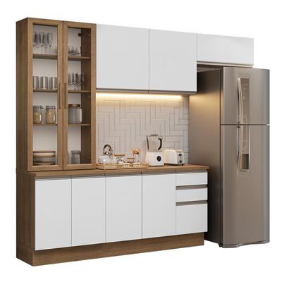 Armário De Cozinha Completa 270cm Rustic/branco Glamy Madesa 16