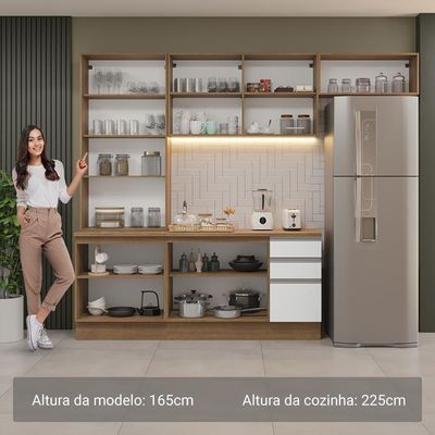 Armário De Cozinha Completa 270cm Rustic/branco Glamy Madesa 16