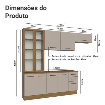 Armário De Cozinha Completa 270cm Rustic/crema Agata Madesa 11