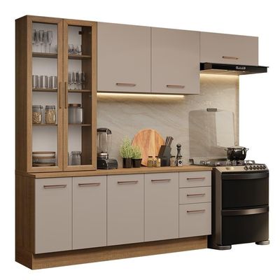 Armário De Cozinha Completa 270cm Rustic/crema Agata Madesa 11