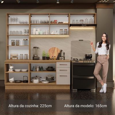 Armário De Cozinha Completa 270cm Rustic/crema Agata Madesa 11
