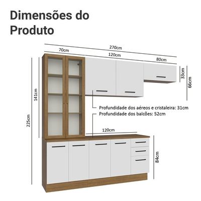 Armário De Cozinha Completa 270cm Rustic/branco Agata Madesa 11