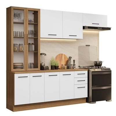 Armário De Cozinha Completa 270cm Rustic/branco Agata Madesa 11