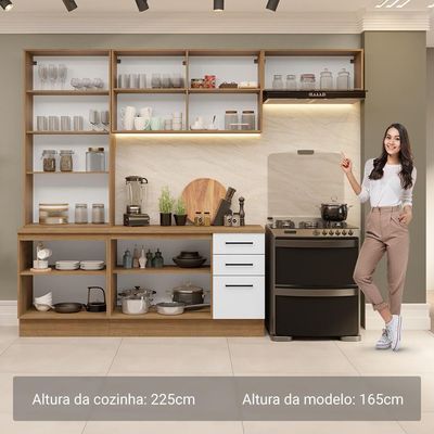 Armário De Cozinha Completa 270cm Rustic/branco Agata Madesa 11