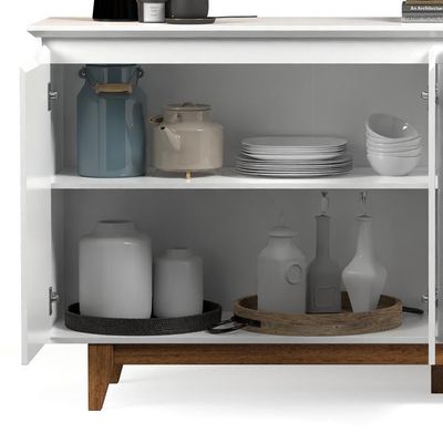 Aparador Buffet 4 Quatro Portas Mdf Moderno Prático Flow