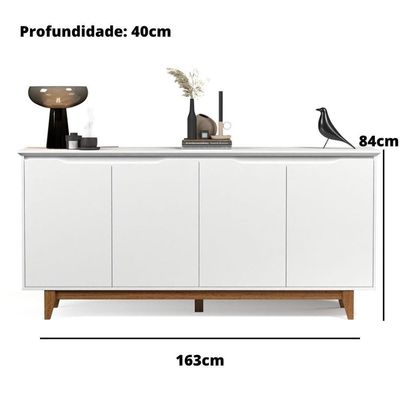 Aparador Buffet 4 Quatro Portas Mdf Moderno Prático Flow