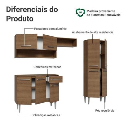 Armário De Cozinha Completa 229cm Rustic Emilly Madesa 017