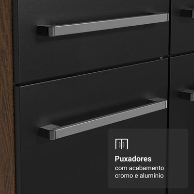 Armário De Cozinha Completa 229cm Rustic-preto Emilly Madesa 016