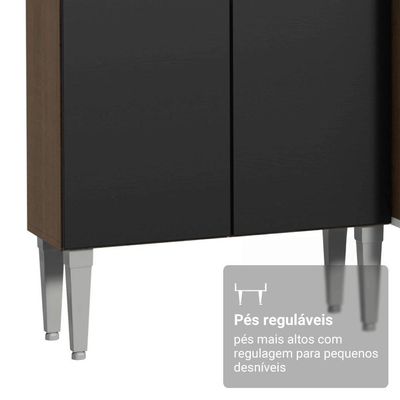 Armário De Cozinha Completa 229cm Rustic-preto Emilly Madesa 017