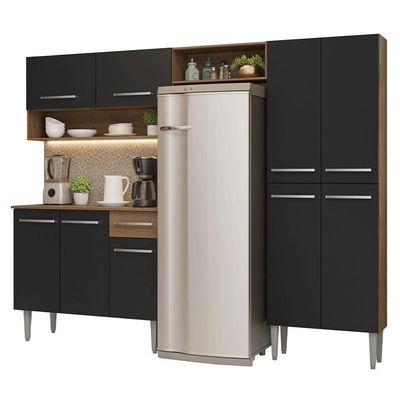 Armário De Cozinha Completa 229cm Rustic-preto Emilly Madesa 017