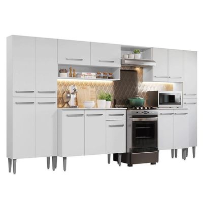 Armário De Cozinha Completa 325cm Emilly Madesa 01 Branco