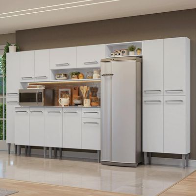 Armário De Cozinha Completa 325cm Branco Emilly Madesa 07