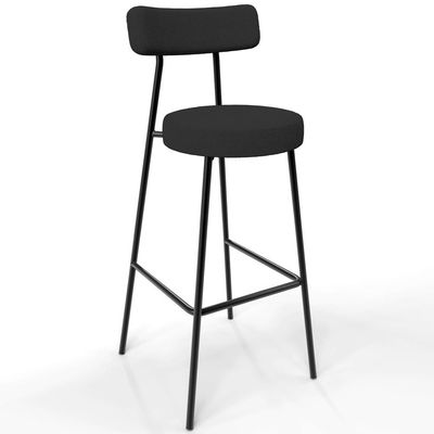 Kit 04 Banquetas Altas Bar Cozinha Sala De Jantar Em Aço Milão L02 Bouclê Preto - Lyam Decor