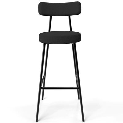 Kit 04 Banquetas Altas Bar Cozinha Sala De Jantar Em Aço Milão L02 Bouclê Preto - Lyam Decor