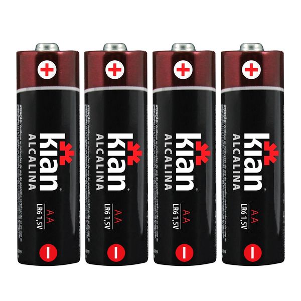 Pilha Pequena Alcalina AA Kian com 4 Unidades Pilha Pequena Alcalina AA Kian com 4 Unidades