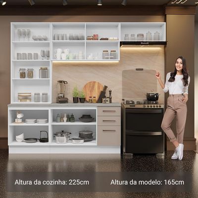 Armário De Cozinha Completa 270cm Branco/crema Agata Madesa