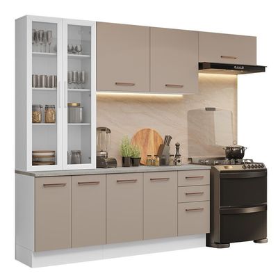 Armário De Cozinha Completa 270cm Branco/crema Agata Madesa