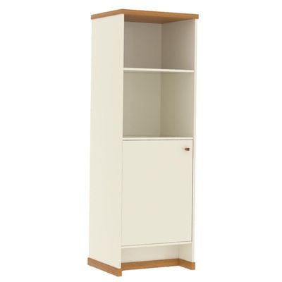 Armário Escritório Com Prateleira E 1 Porta 143cm Verbena - Off White E Naturale
