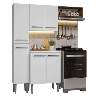 Armário De Cozinha Compacta 156 Cm Branco Emilly Madesa 01