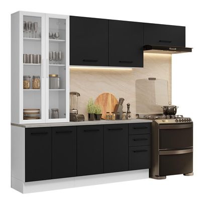 Armário De Cozinha Completa 270cm Branco/preto Agata Madesa