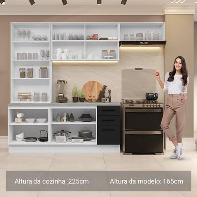 Armário De Cozinha Completa 270cm Branco/preto Agata Madesa
